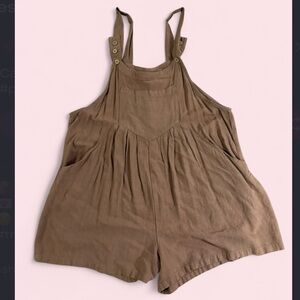 Brown Flowy Romper with Button Straps | Size Medium